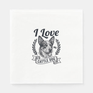 I Love My Cattle Dog Vintage Engraving Design_1 Napkins