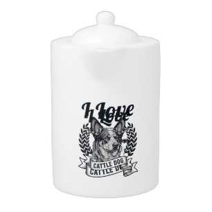 I Love My Cattle Dog Vintage Engraving Design_1 Teapot