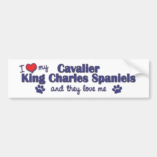 I Love My Cavalier King Charles (Multiple Dogs) Bumper Sticker (Front)