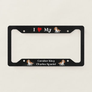 I Love my Cavalier King Charles Spaniel Black License Plate Frame