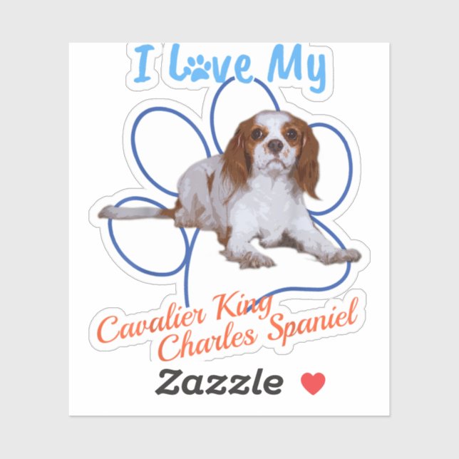 I Love My Cavalier King Charles Spaniel Dog Lover  Sticker (Sheet)