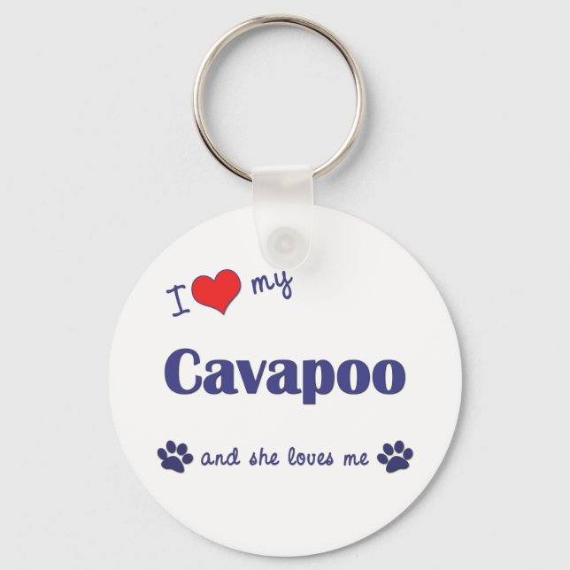 I Love My Cavapoo (Female Dog) Keychain (Front)