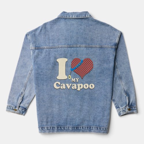 I Love My Cavapoo Heart Dog Owner  Denim Jacket