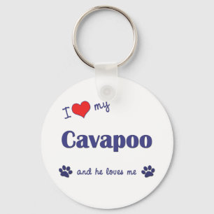 I Love My Cavapoo (Male Dog) Keychain