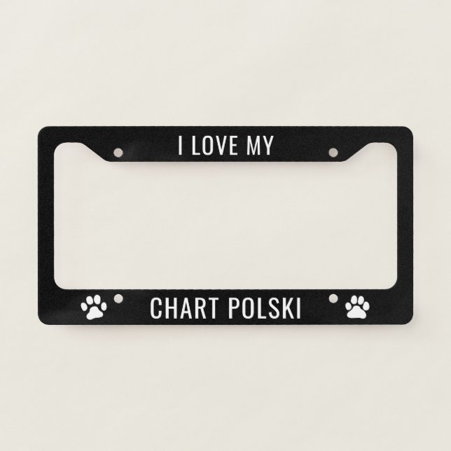 I Love My Chart Polski | Dog Breed Custom License Plate Frame (Front)