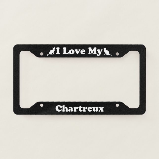 I Love My Chartreux Cat License Plate Frame (Front)