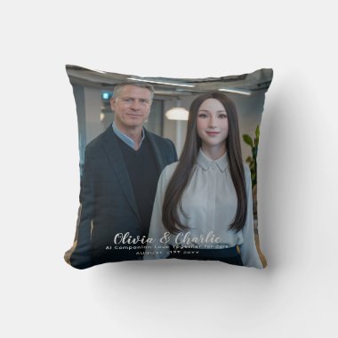 ❤️I Love My Chatbots Create Own Photo Throw Pillow