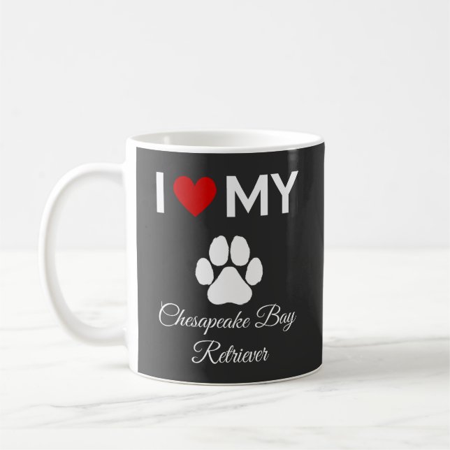 I love my Chesapeake Bay Retriever dog custom text Coffee Mug (Left)