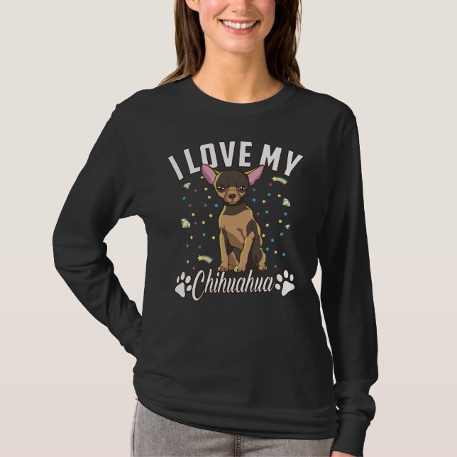 I Love My Chihuahua Dog Breed Dog Owner Dog T-Shirt (Front)