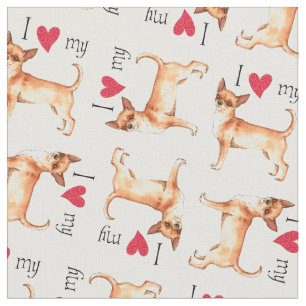 I Love my Chihuahua Fabric