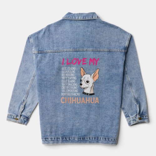 I Love My Chihuahua Funny Grandma Dog Lover Women  Denim Jacket