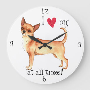 I Love my Chihuahua Large Clock