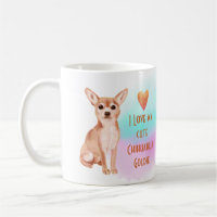 I Love My Chihuahua Name Custom Cartoon Dog Coffee Mug