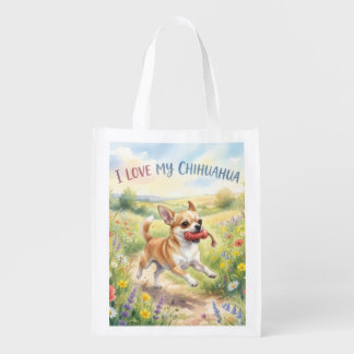 I Love My Chihuahua Reusable Grocery Bag