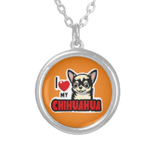 I Love My Chihuahua Silver Plated Necklace