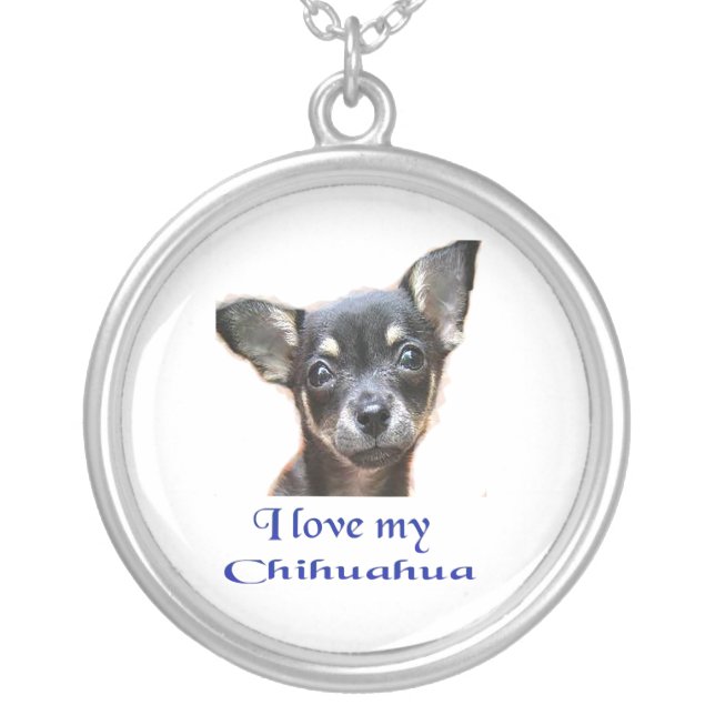 I love my Chihuahua Silver Plated Necklace (Front)