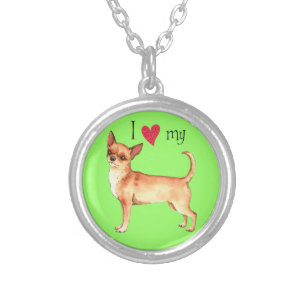 I Love my Chihuahua Silver Plated Necklace
