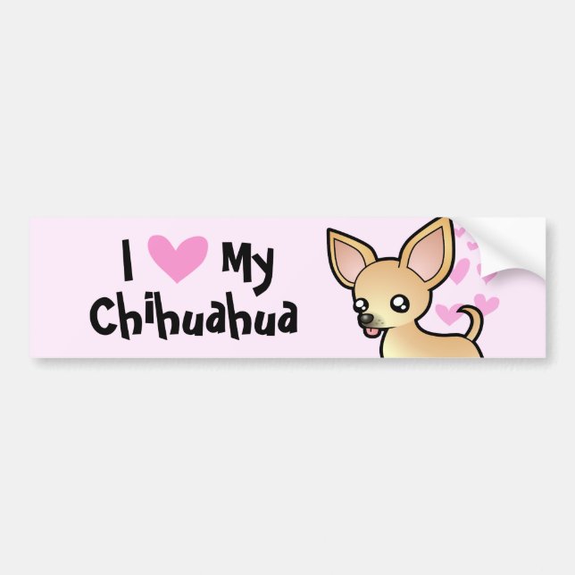 I Love My Chihuahua (smooth coat) Bumper Sticker (Front)