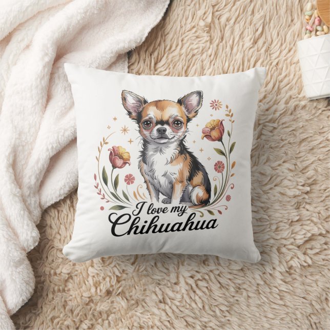 I love my chihuahua  throw pillow (Blanket)