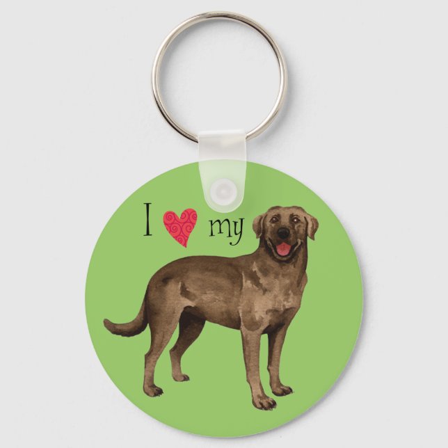 I Love my Chocolate Lab Keychain (Front)