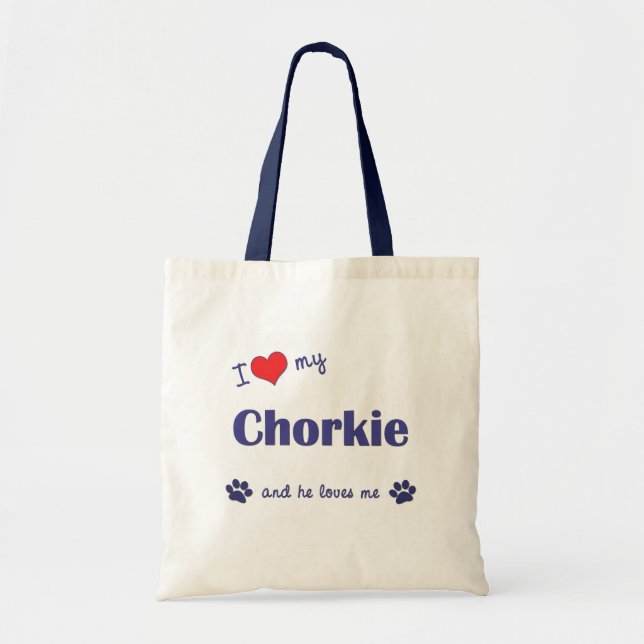 I Love My Chorkie (Male Dog) Tote Bag (Front)