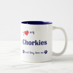 I Love My Chorkies (Multiple Dogs) Two-Tone Coffee Mug