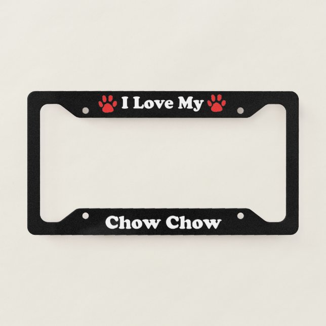 I Love My Chow Chow Dog License Plate Frame (Front)