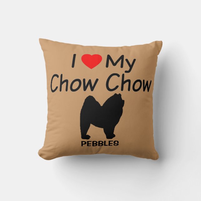 I Love My Chow Chow Dog Throw Pillow (Front)