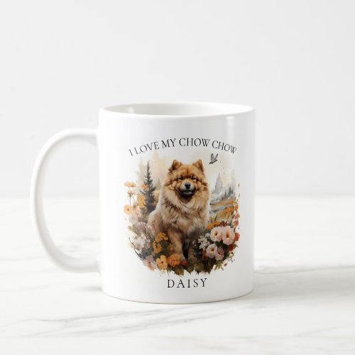I Love My Chow Chow Floral Dog Portrait Coffee Mug