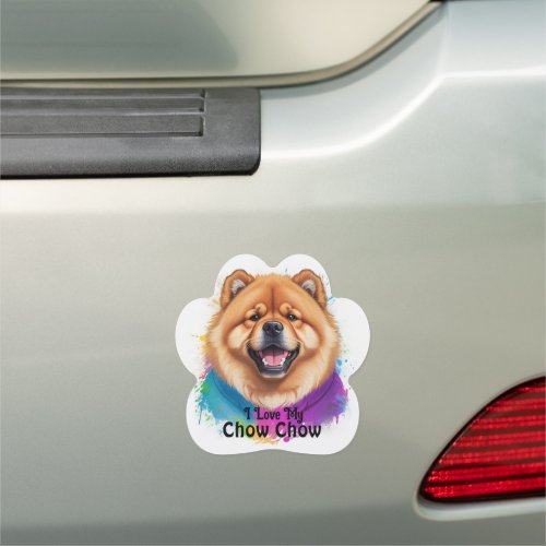 I love My Chow Chow _ Paw Shaped Car Magnet