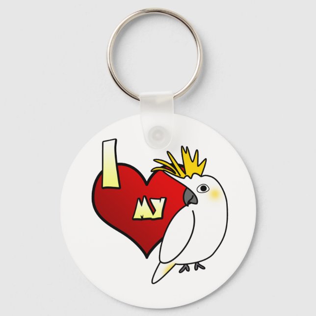 I Love my Citron Cockatoo Keychain (Front)