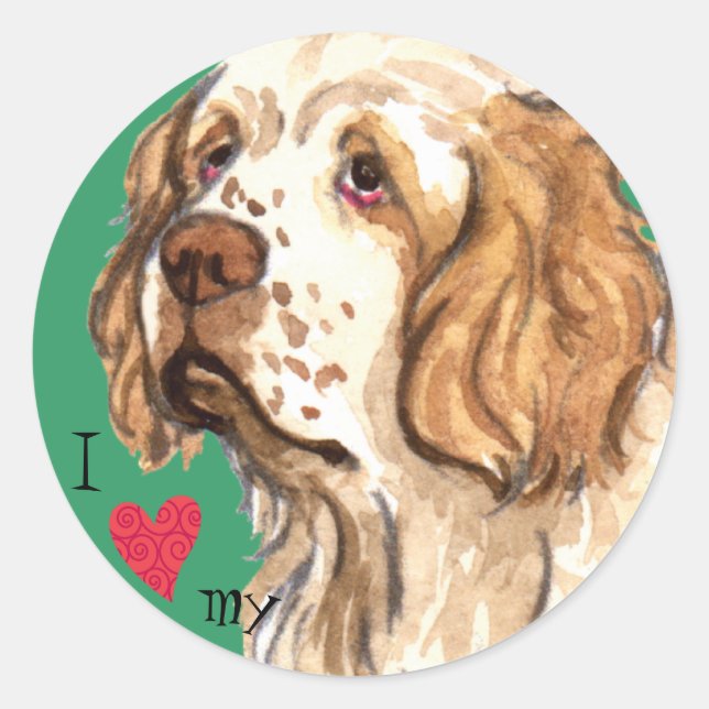 I Love my Clumber Spaniel Classic Round Sticker (Front)
