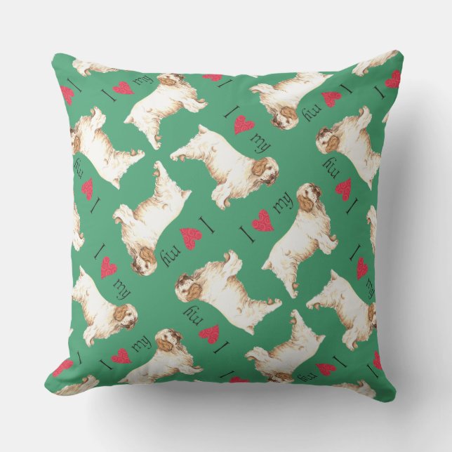 I Love my Clumber Spaniel Outdoor Pillow (Front)
