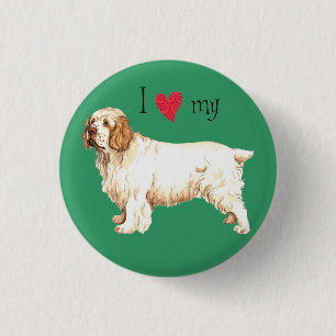 I Love my Clumber Spaniel Pinback Button