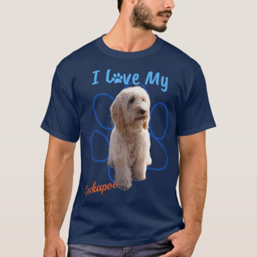 I Love My Cockapoo Best Dog Lover Paw Print T_Shirt