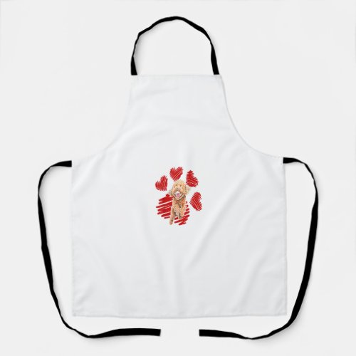 I Love My Cockapoo Dog Paw With Heart Valentines D Apron