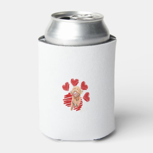 I Love My Cockapoo Dog Paw With Heart Valentines D Can Cooler