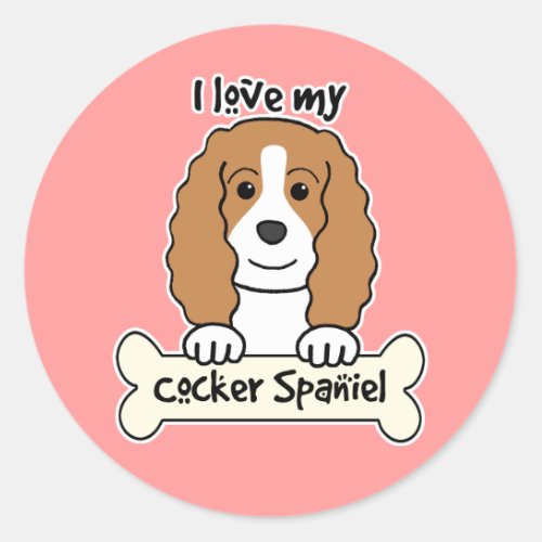 I Love My Cocker Spaniel Classic Round Sticker