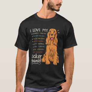 I Love My Cocker Spaniel Dog Mom Dad Funny Cute T-Shirt