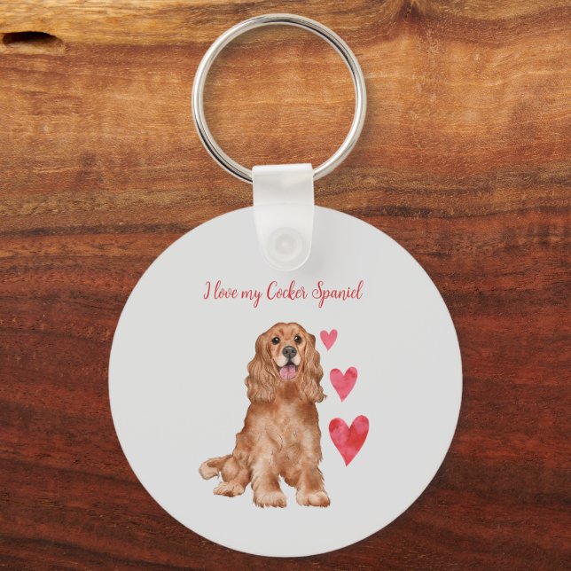 I Love my Cocker Spaniel Dog Personalized  Keychain (Back)