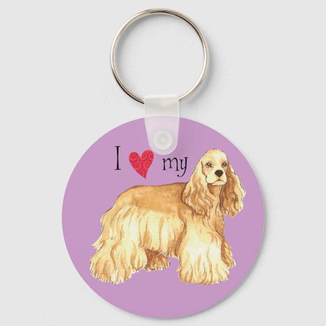 I Love my Cocker Spaniel Keychain (Front)