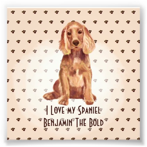 I Love My Cocker Spaniel Name Custom Cartoon Dog Photo Print