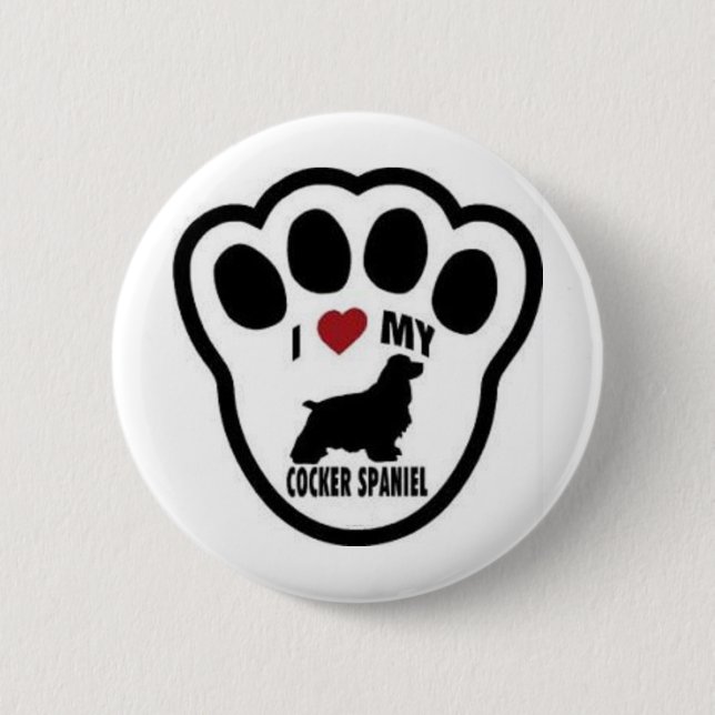 I love my Cocker Spaniel Paw Print Button (Front)