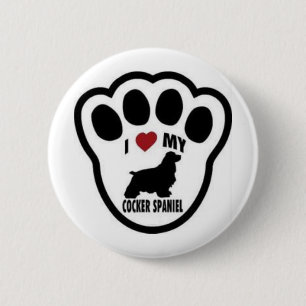 I love my Cocker Spaniel Paw Print Button