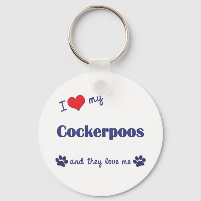 I Love My Cockerpoos (Multiple Dogs) Keychain (Front)