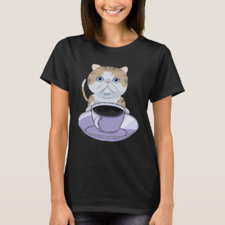 I Love My Coffee and Exotic Shorthair Cat T-Shirt