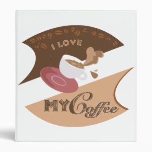 I Love My Coffee Retro Java 3 Ring Binder