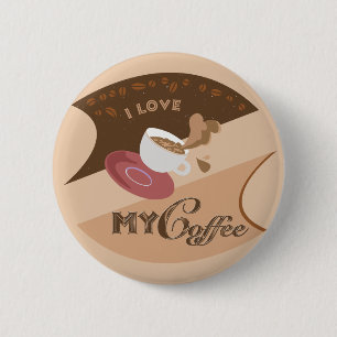 I Love My Coffee Retro Java Button
