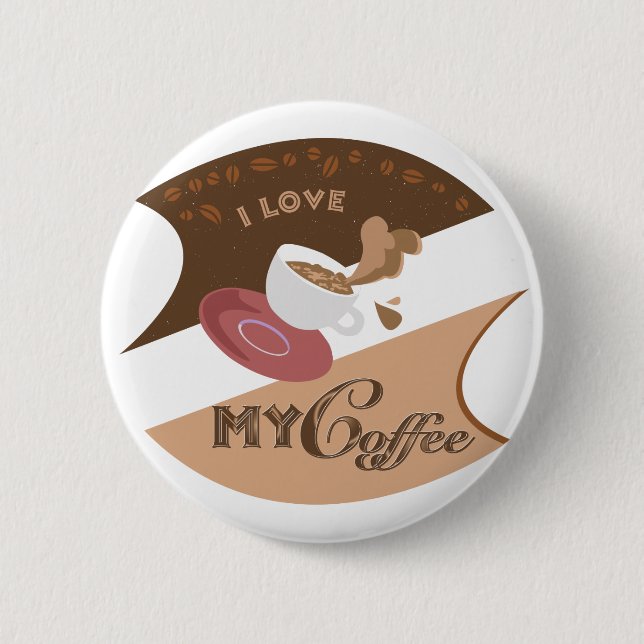 I Love My Coffee Retro Java Button (Front)