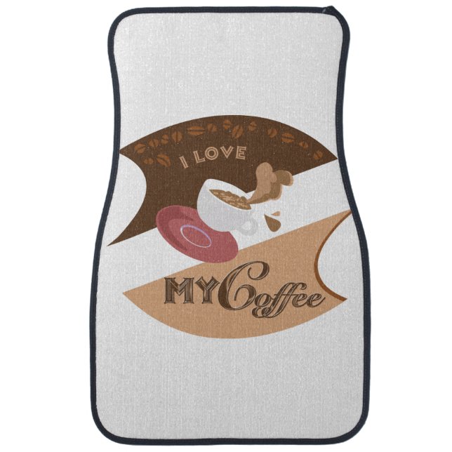 I Love My Coffee Retro Java Car Floor Mat (Front)